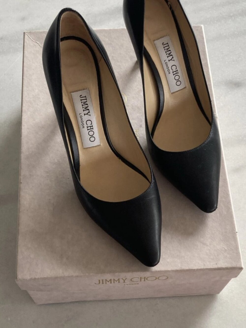 Jimmy Choo Black Leather Pointed Toe Stiletto Pumps Women's 6
